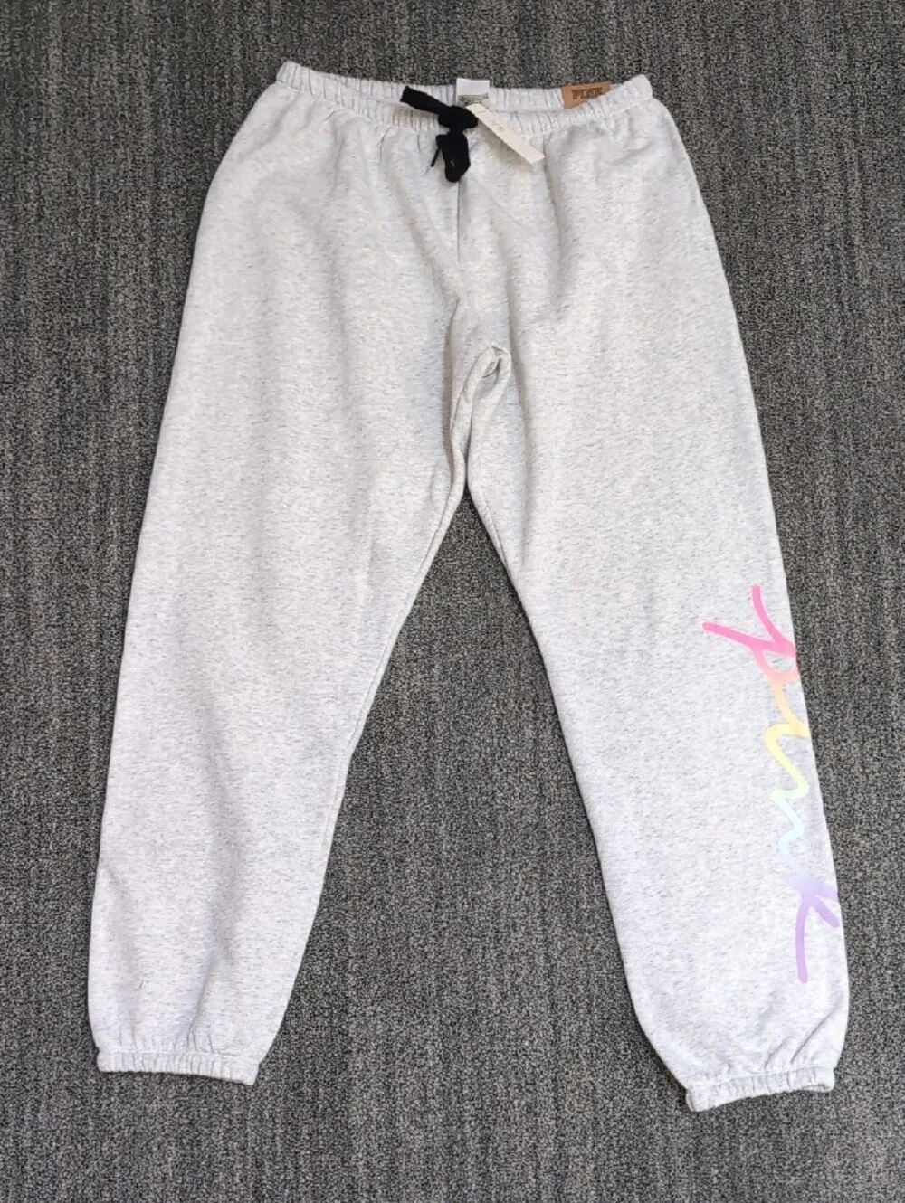 NWT PINK Victoria's Secret Light Gray Hoodie & Joggers Set Pastel Logo Medium - Picture 6 of 10